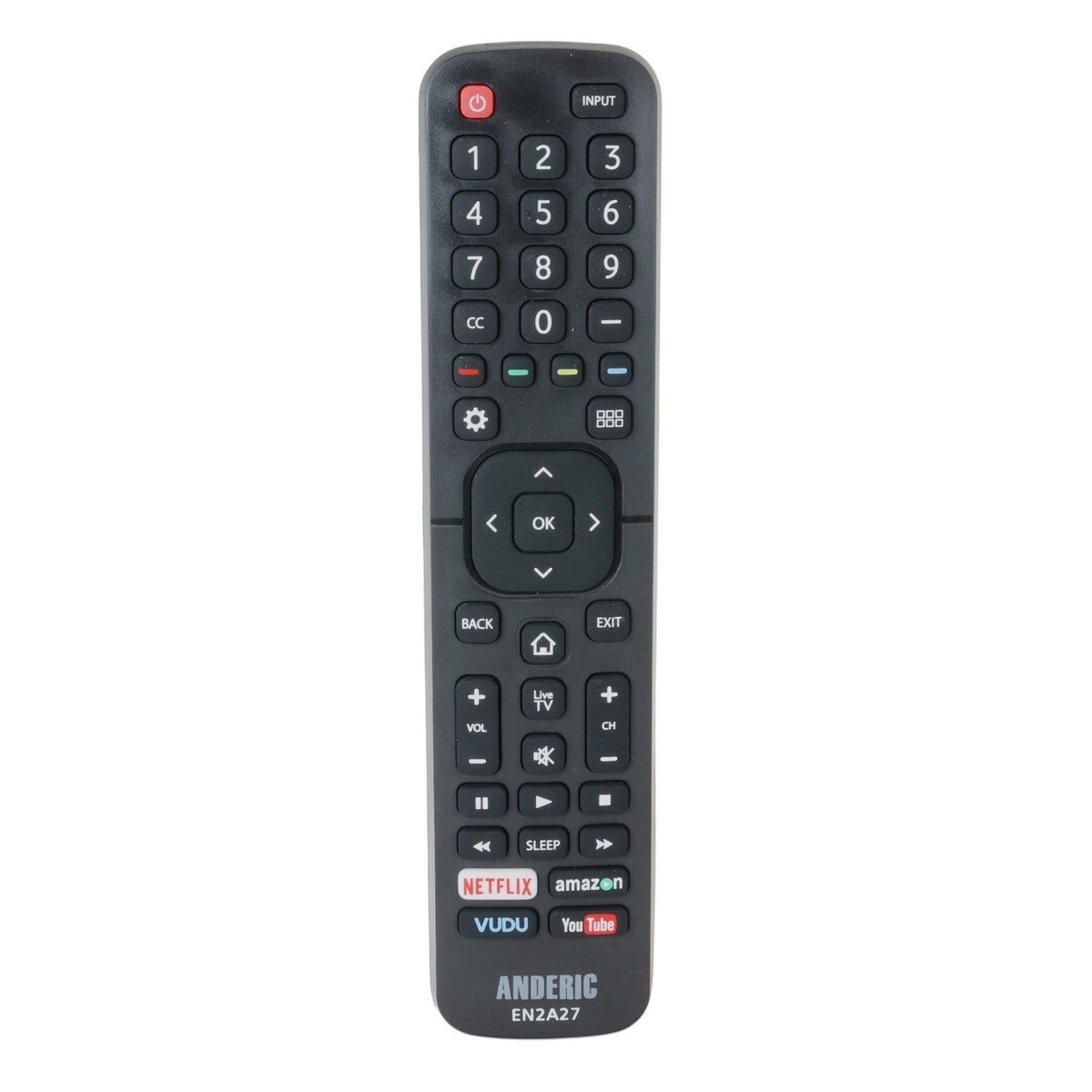Anderic Substitute for Hisense ERF6B11 2014 Smart with Voice TV Remote Control [EN2A27, NO VOICE/RF]