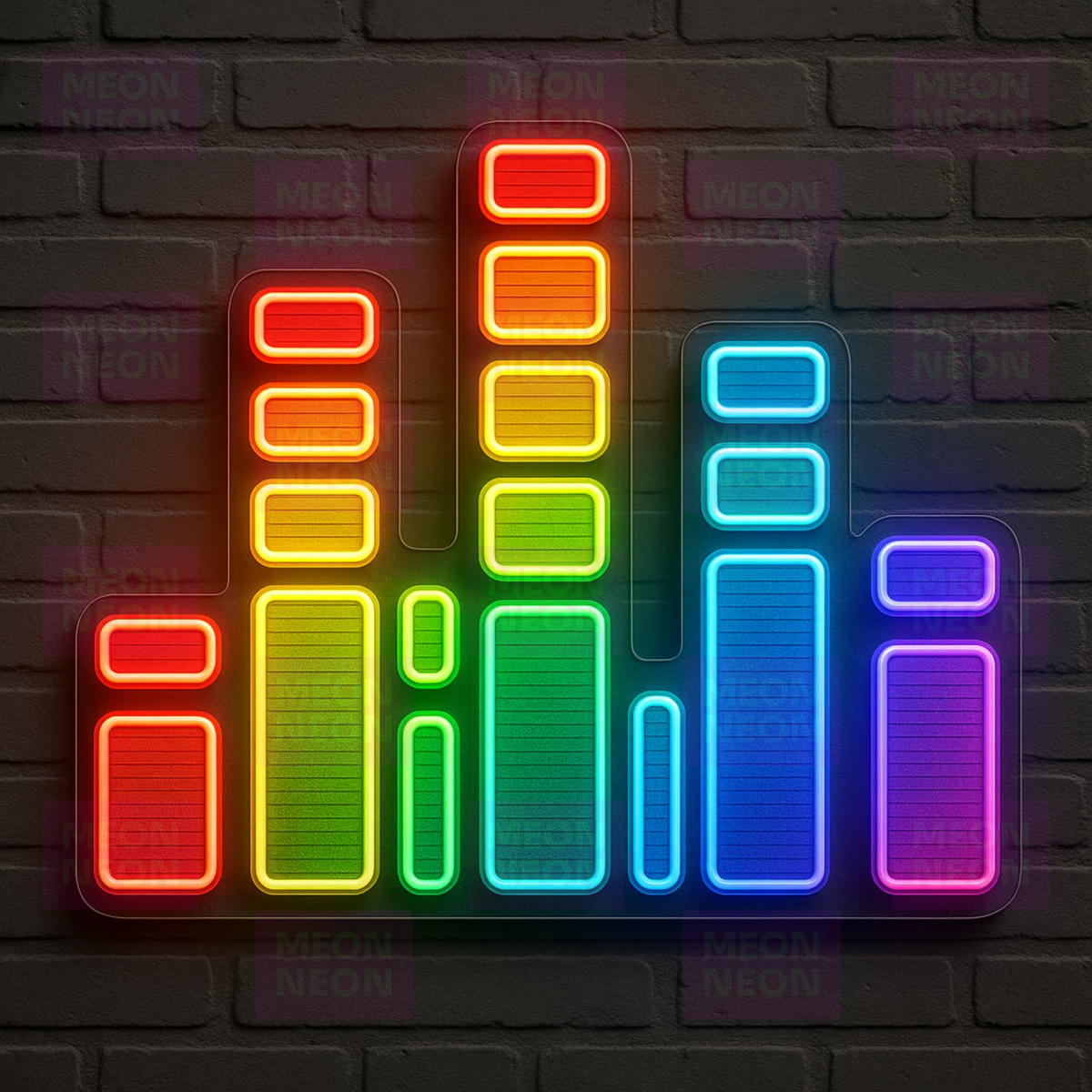Audio Equalizer LED Neon Sign - Sound Level Display - Music Production - Rainbow Spectrum Light