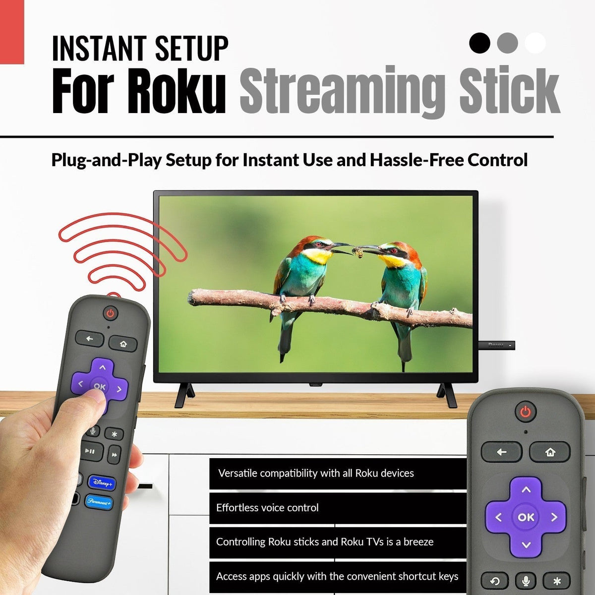 Anderic Substitute for Hisense RC-MC5 ROKU TV Remote Control 3226001169 [RCGZ1, NO HEADPHONE JACK / FAVORITE KEYS]