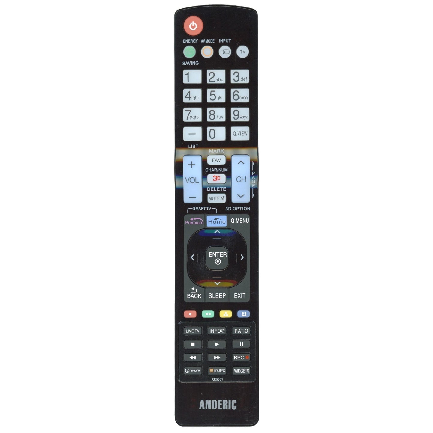 Anderic Substitute For AKB73655806 for LG TV Remote Control [RR5501]